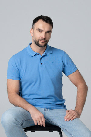 Muška polo majica klasična kragna plava