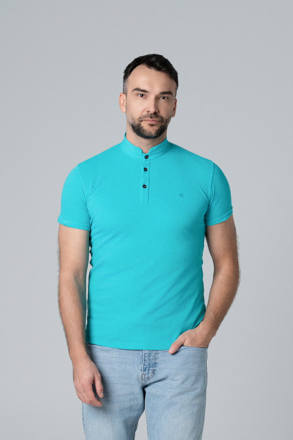 Muška polo majica ruska kragna zelena