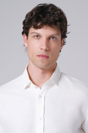 Muška lanena košulja mlečno BELA