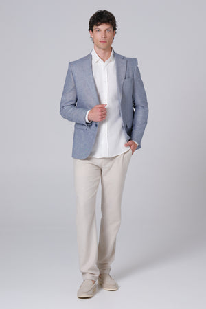 Muški sako 8/26 lan tamno plavi