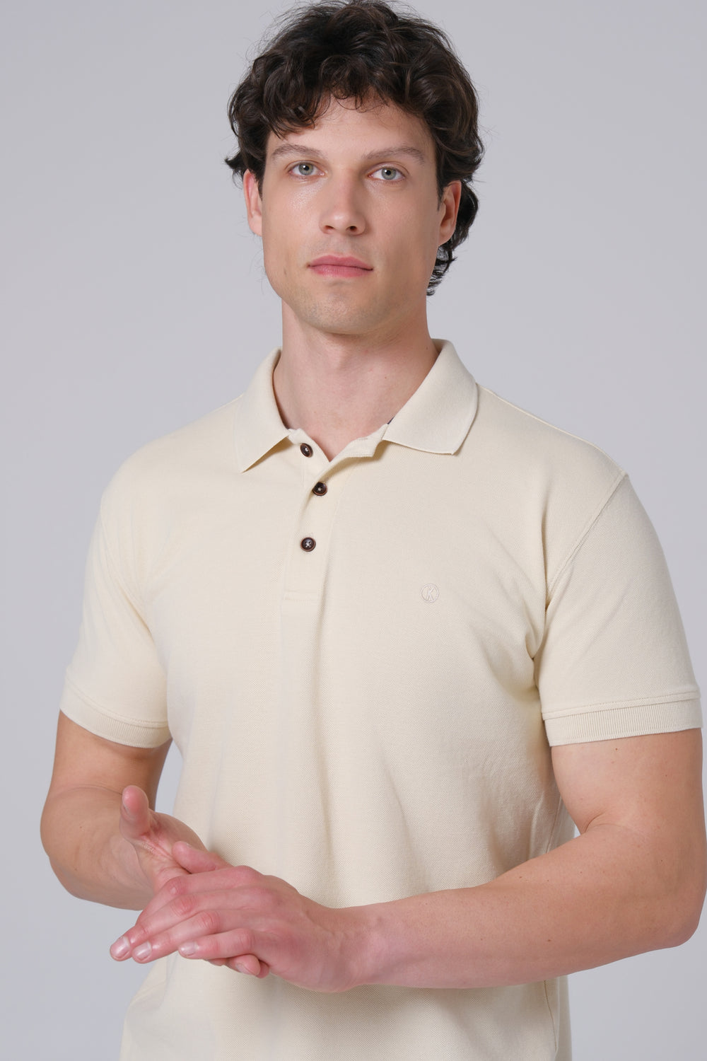 Muška polo majica klasična kragna bež