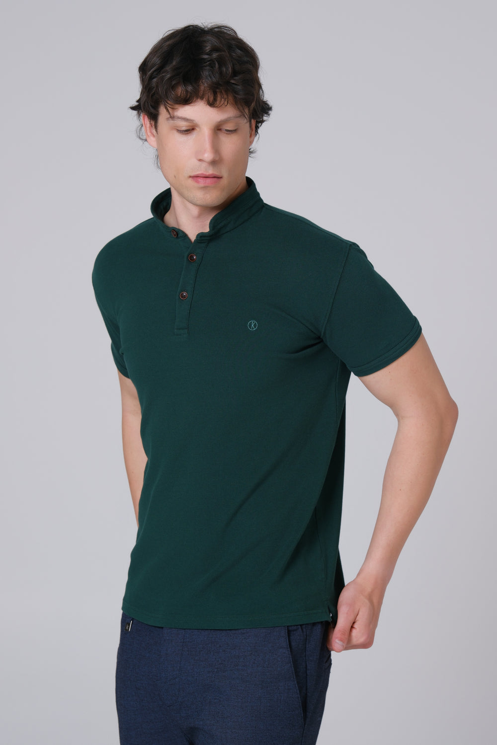 Muška polo majica ruska kragna zelena