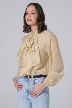 Ženska bluza  tensel PROZIRNA žuta bež