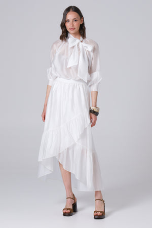 Ženska suknja sa faltama tensel bela 334326