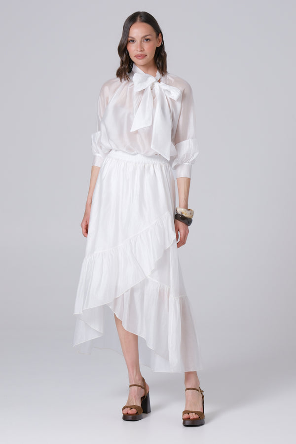 Ženska suknja sa faltama tensel bela 334326