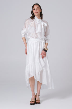 Ženska suknja sa faltama tensel bela 334326