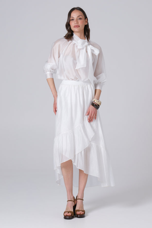 Ženska suknja sa faltama tensel bela 334326