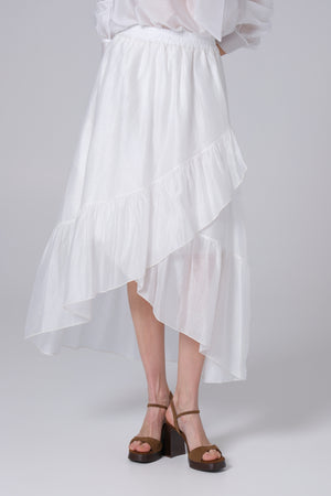 Ženska suknja sa faltama tensel bela 334326