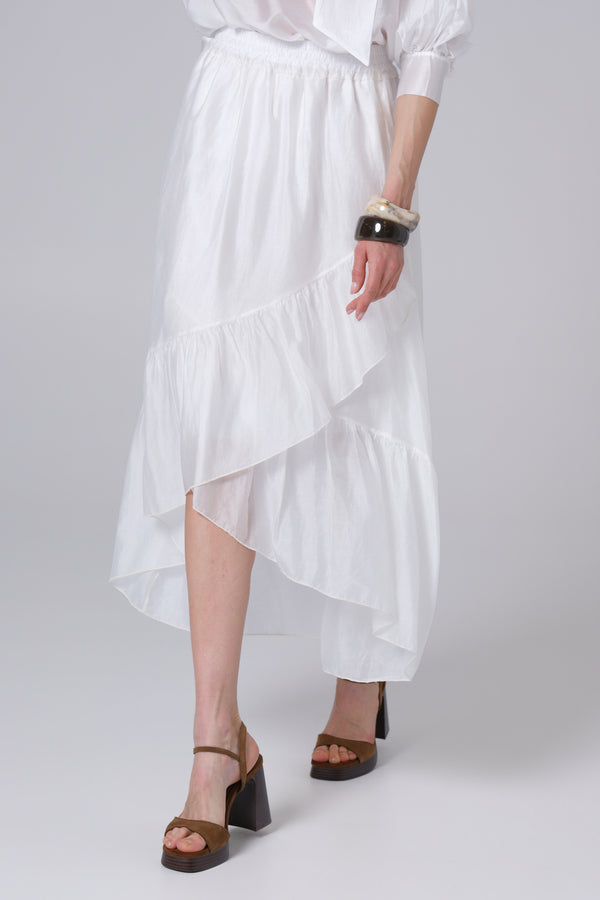 Ženska suknja sa faltama tensel bela 334326