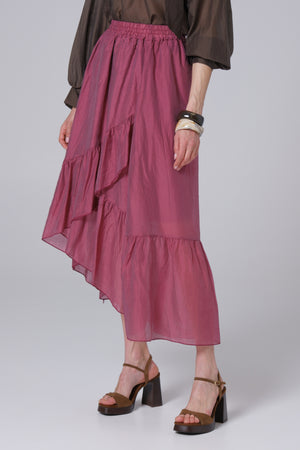 Ženska suknja sa faltama tensel pink 334326