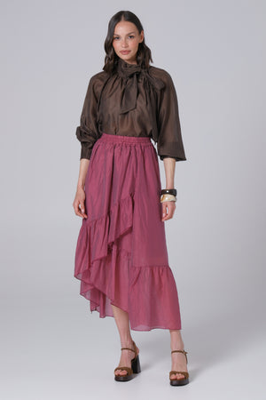 Ženska suknja sa faltama tensel pink 334326