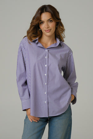LJUBIČASTA PRUGA ženska oversize košulja