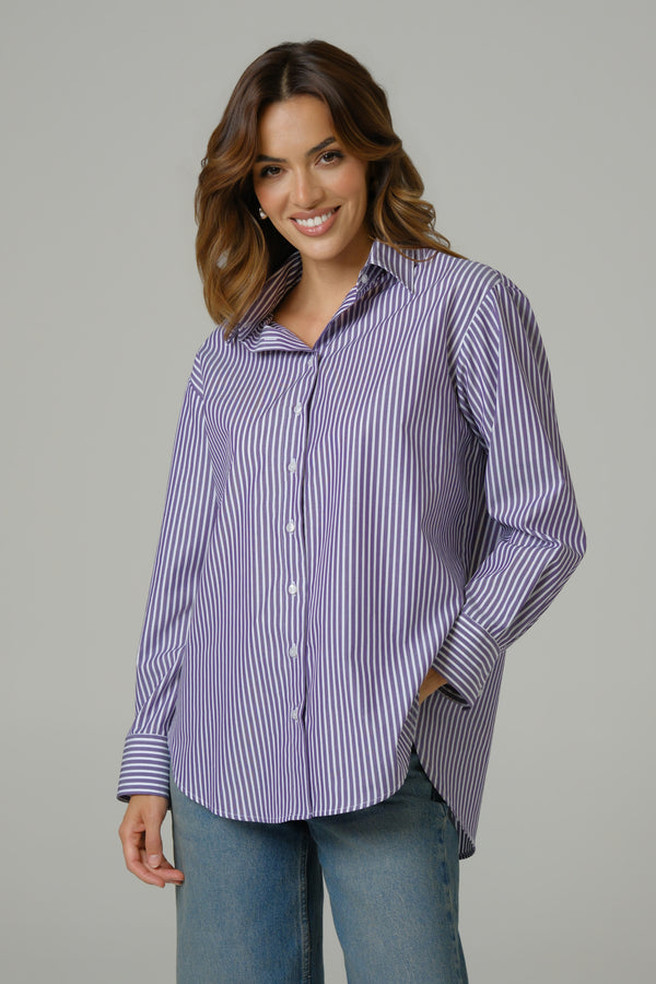 LJUBIČASTA PRUGA ženska oversize košulja