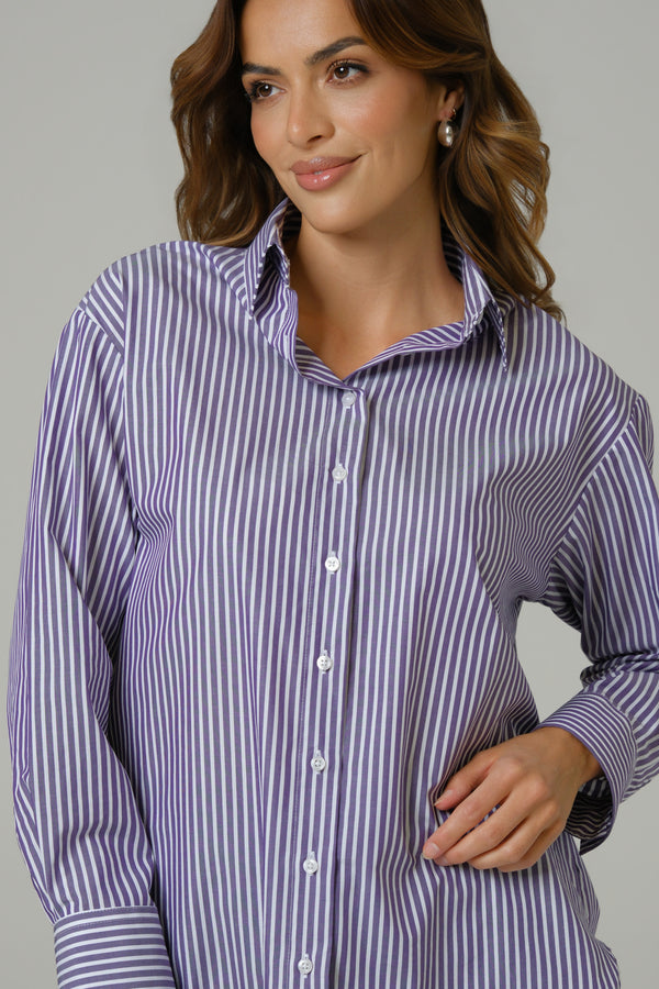 LJUBIČASTA PRUGA ženska oversize košulja