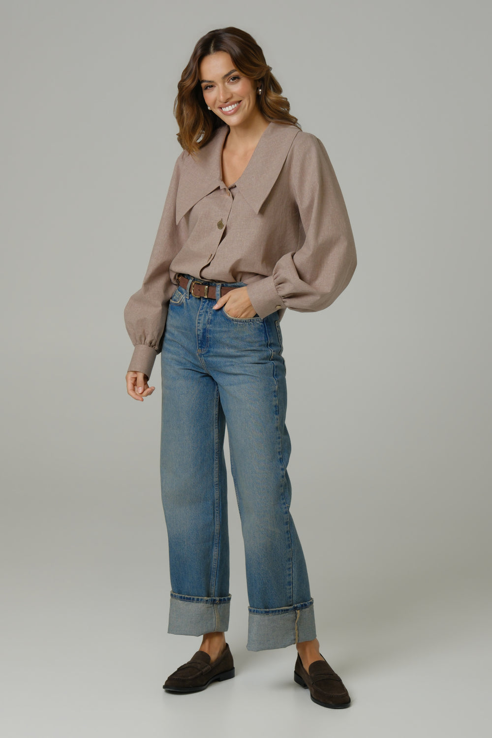 Ženska košulja lan pamuk