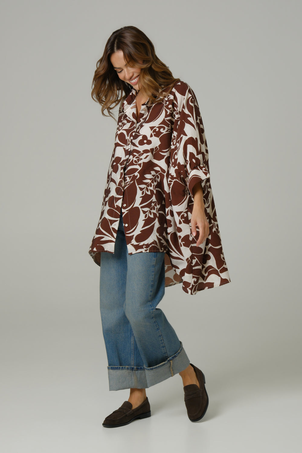 Ženska košulja big size 109326 BRAON