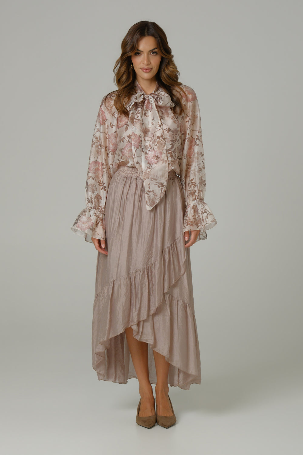 Ženska suknja sa faltama tensel roze 334326