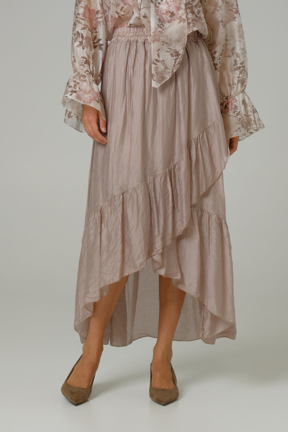 Ženska suknja sa faltama tensel roze 334326