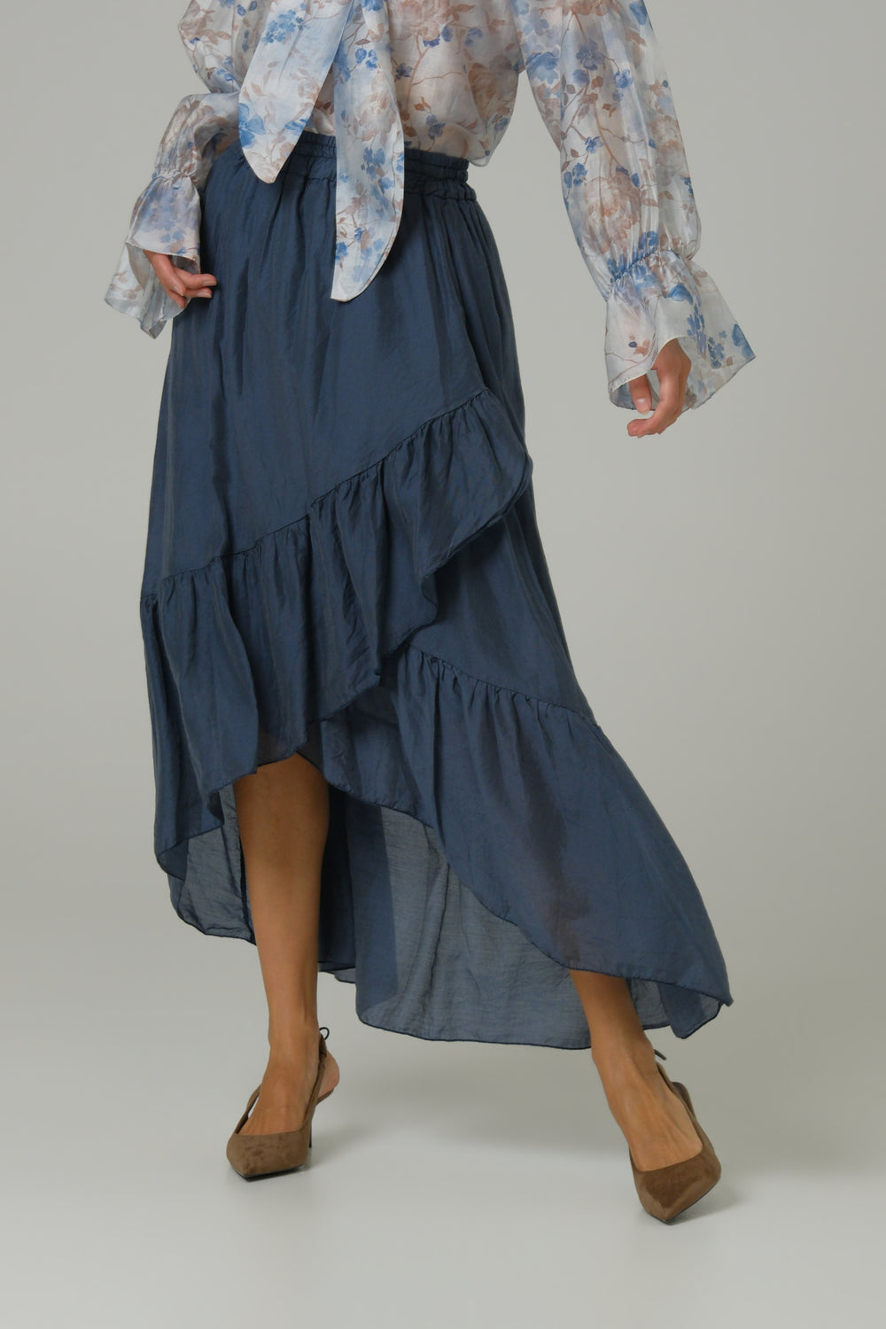 Ženska suknja sa faltama tensel plava 334326