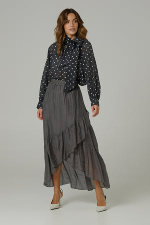 Ženska suknja sa faltama tensel siva 334326