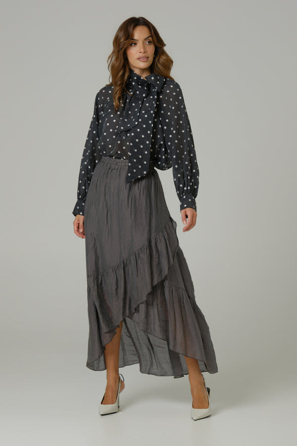 Ženska suknja sa faltama tensel siva 334326