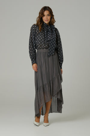 Ženska suknja sa faltama tensel siva 334326