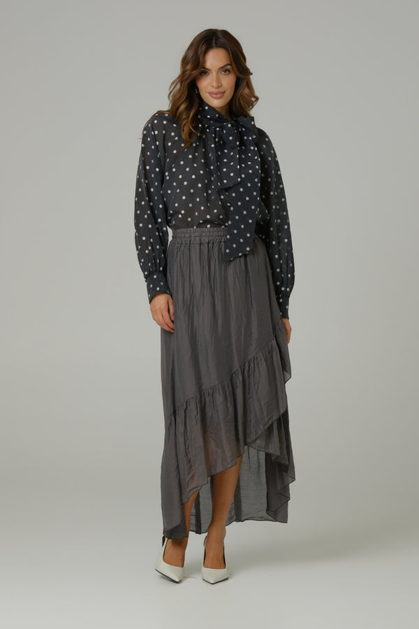 Ženska suknja sa faltama tensel siva 334326