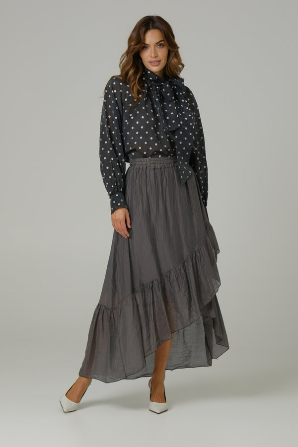 Ženska suknja sa faltama tensel siva 334326