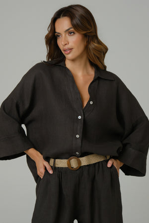 Ženska košulja 100% LAN  BRAON