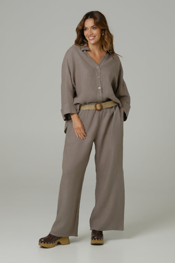 Ženske pantalone 100% LAN SIVE