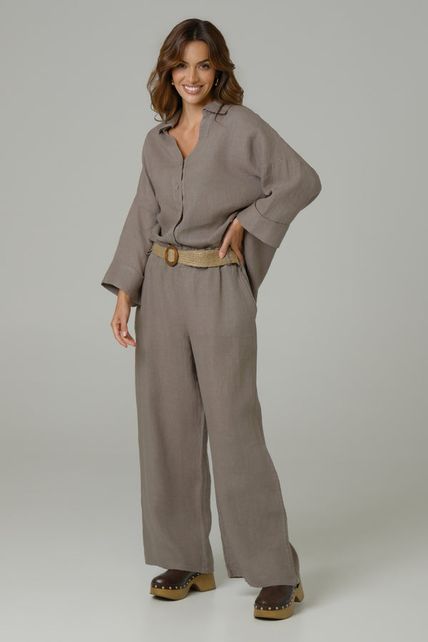 Ženske pantalone 100% LAN SIVE