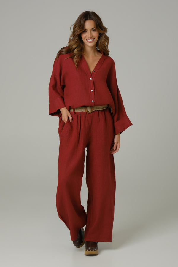 Ženska košulja 100% LAN  BORDO