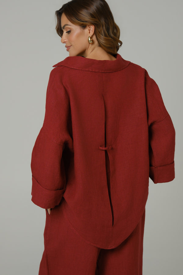 Ženska košulja 100% LAN  BORDO