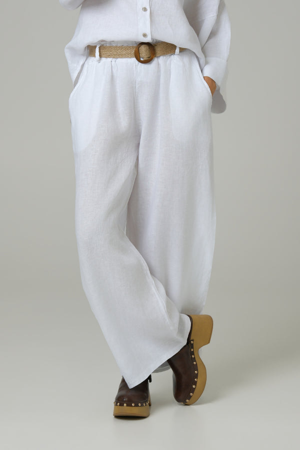 Ženske pantalone 100% LAN BELE