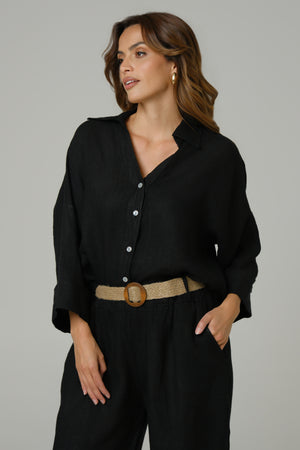 Ženska košulja 100% LAN  CRNA