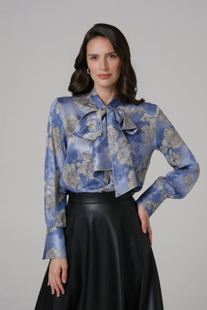 Ženska bluza sa mašnom plava LIMITIRANA SERIJA