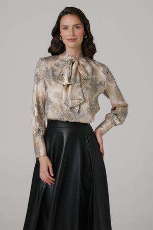 Ženska bluza sa mašnom bež LIMITIRANA SERIJA