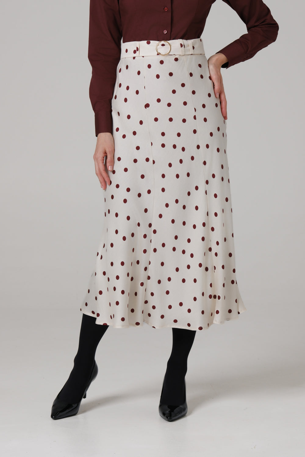 Ženska suknja bela bordo tufna