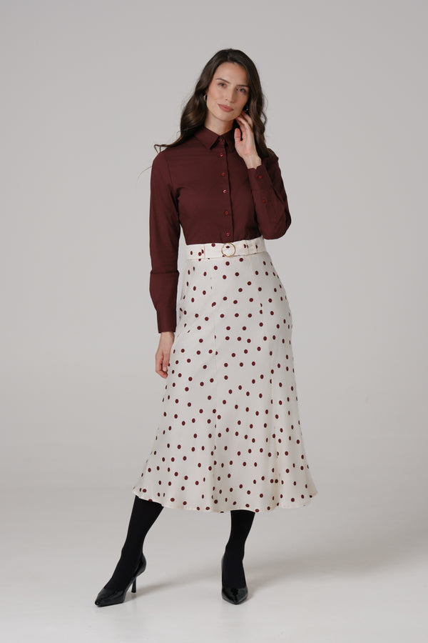Ženska suknja bela bordo tufna