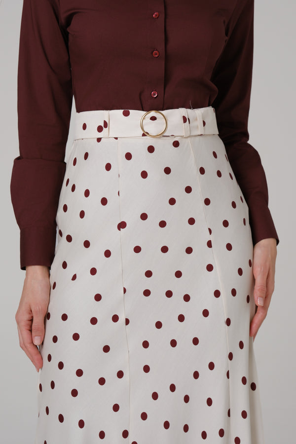 Ženska suknja bela bordo tufna