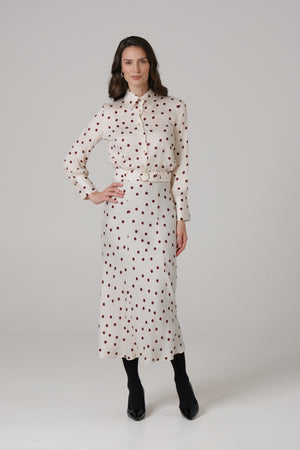 Ženska suknja bela bordo tufna