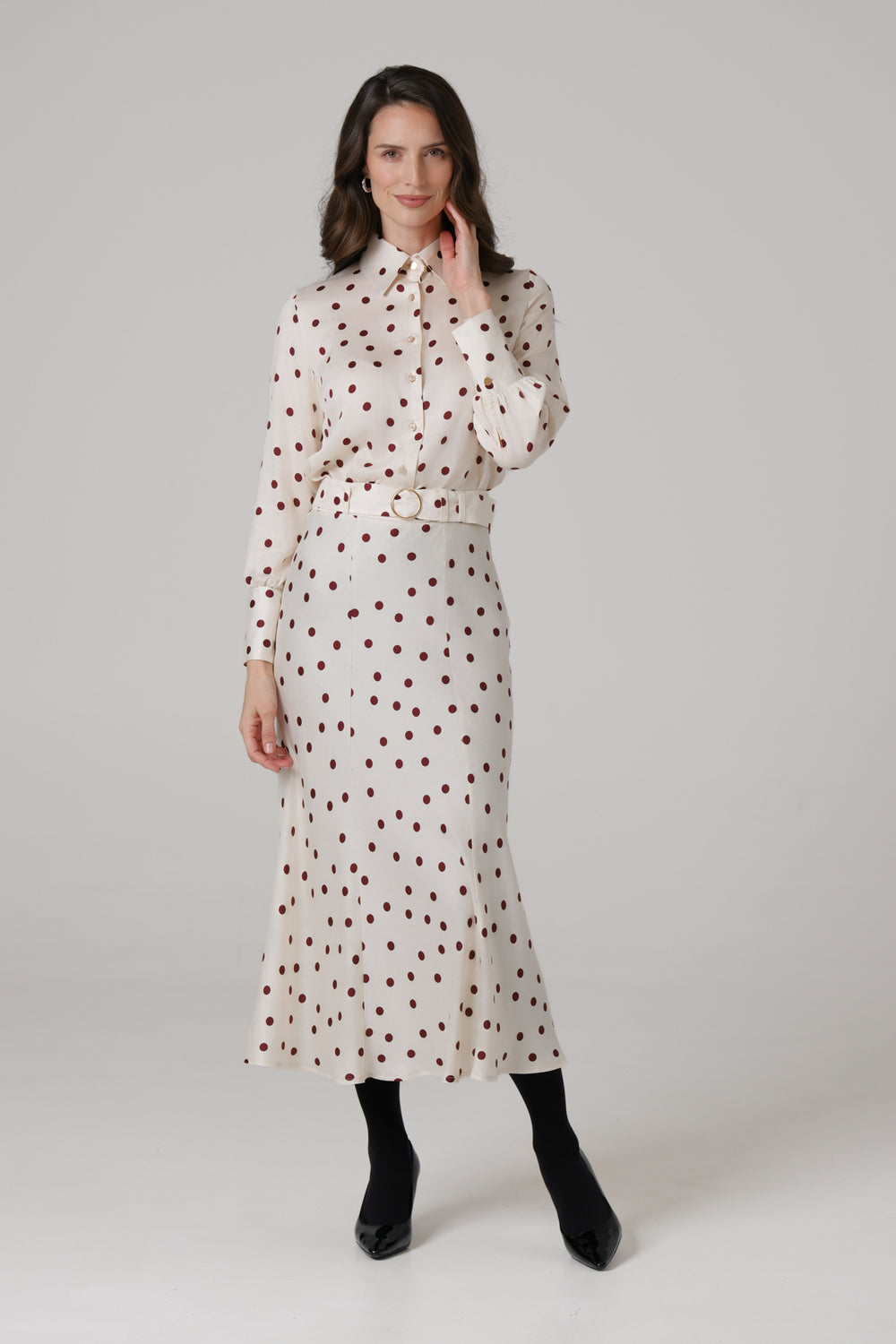 Ženska suknja bela bordo tufna