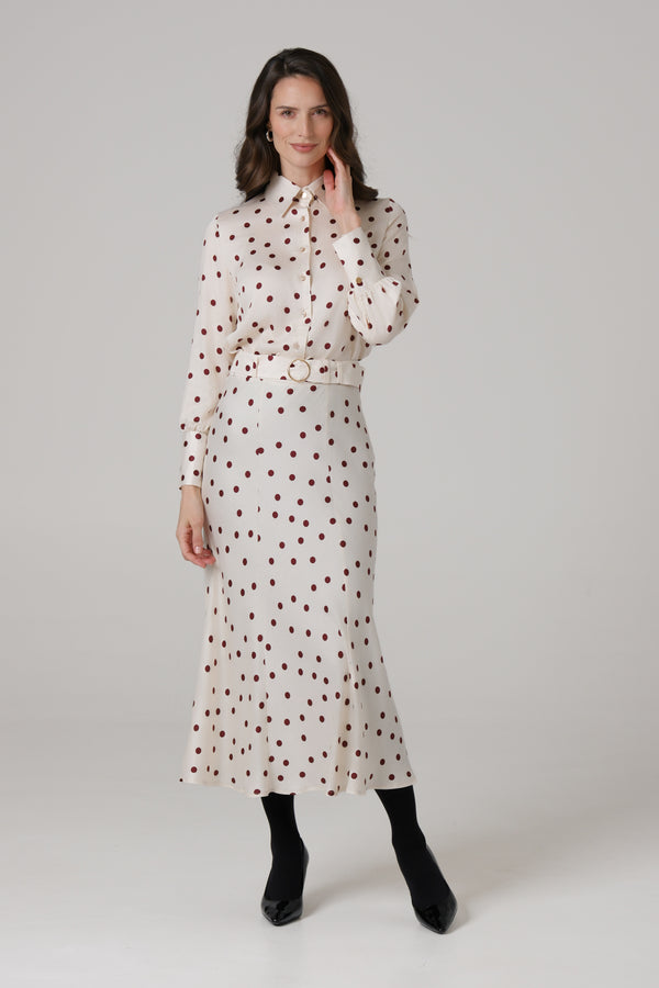 Ženska suknja bela bordo tufna