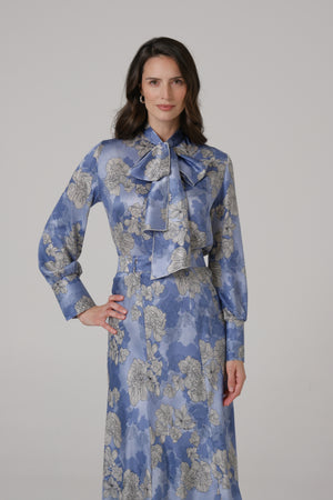 Ženska bluza sa mašnom plava LIMITIRANA SERIJA