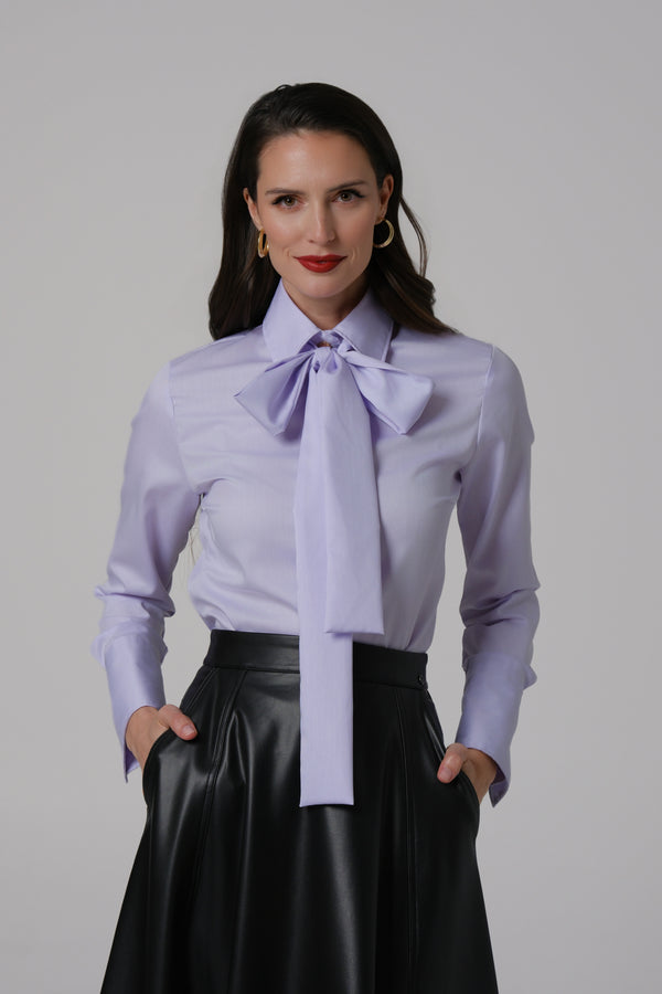 Ženska košulja sa mašnom NO IRON LILA