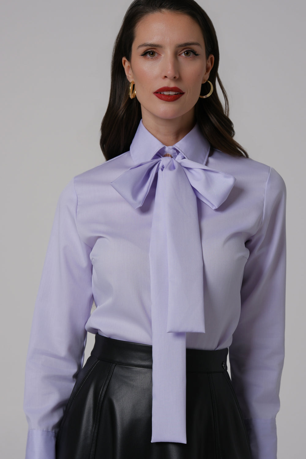 Ženska košulja sa mašnom NO IRON LILA