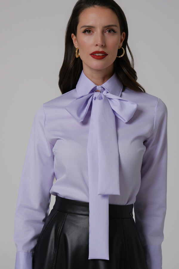 Ženska košulja sa mašnom NO IRON LILA