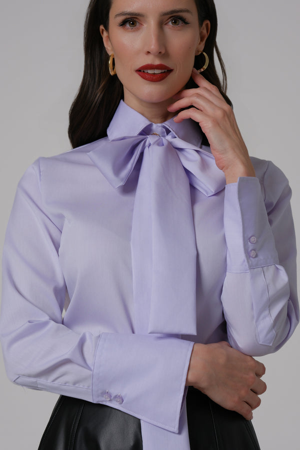 Ženska košulja sa mašnom NO IRON LILA