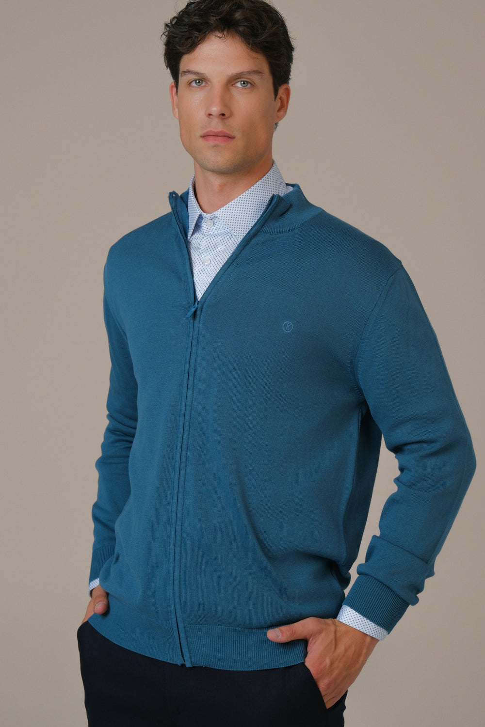 Muški džemper ZIP plavi