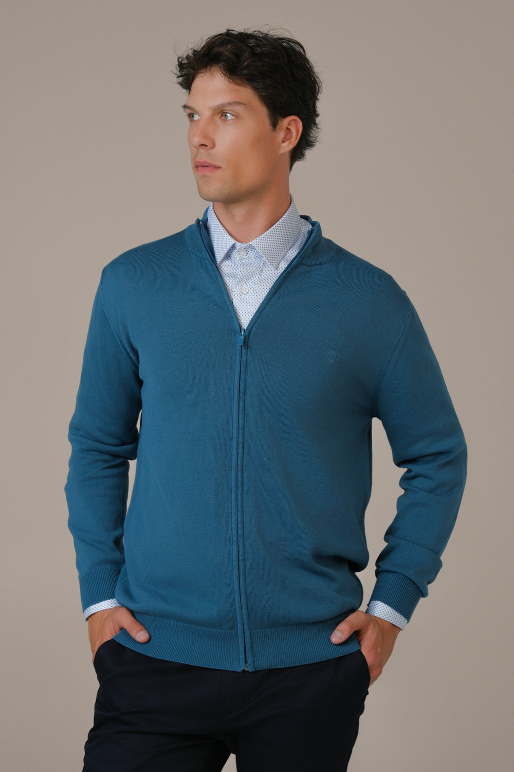 Muški džemper ZIP plavi